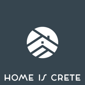 Properties for sale in Crete | home is crete logo monochrome | Home is Crete